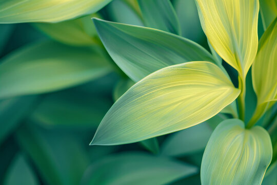 Fototapeta A leafy green plant with a yellowish tint