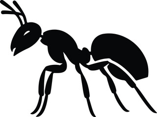 silhouette a black ant isolated on white