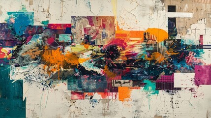 Fototapeta premium chaos collage art, embrace unpredictability with a bold chaos collage print, perfect for making a statement with its eclectic style that defies conventional rules