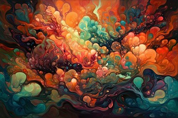 A vibrant abstract organic form that blends fluid, realistic, and fantastical elements