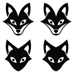 Fox head pose icon silhouette vector illustration on white background 