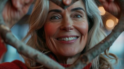 Happy female gesturing love or appreciation