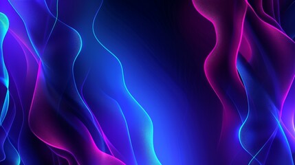 Naklejka premium Luminous blue and purple wavy lines flowing on a dark abstract background