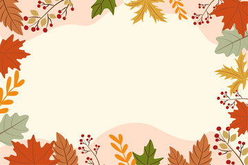 Frame of autumn leaves. Autumn leaf pattern. Seasonal background of falling leaves. Ideal for seasonal backgrounds, decorations and nature-themed designs.