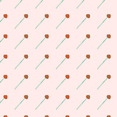 Pattern con fiorellini rossi obliqui su sfondo rosa