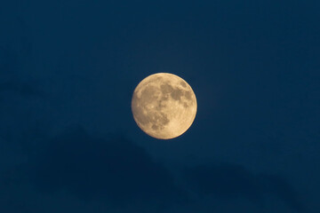 Full Moon and Crescent Moon With Wispy Clouds 