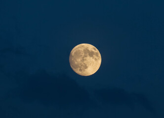 Full Moon and Crescent Moon With Wispy Clouds 