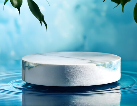  Podium Water Background Product Display- A fresh podium setup with water elements, idea_1(364)