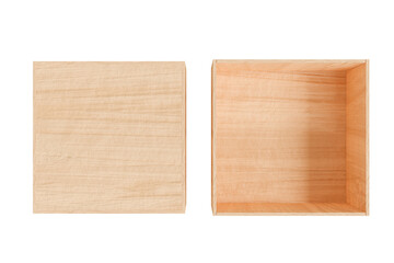 empty wooden box on Top view. Template for your presentation design, banner, brochure or poster. isolate on white background, 3d rendering