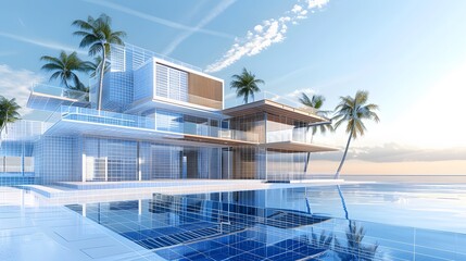Fototapeta premium Modern Luxury Villa with Infinity Pool and Ocean View