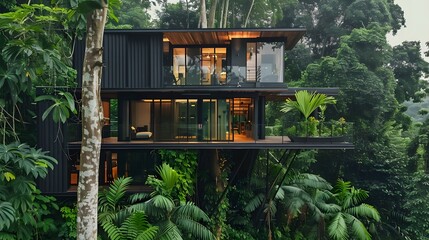 Modern Treehouse in Lush Rainforest