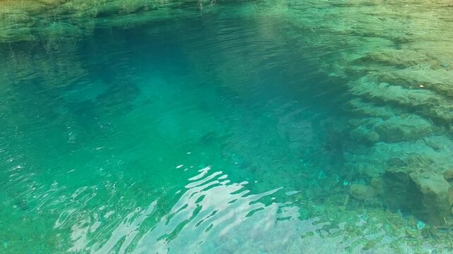 Natural blue hole karst source Oko Skakavice in Montenegro, Europe - raw file