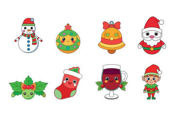 Christmas decoration elements vector  illustration