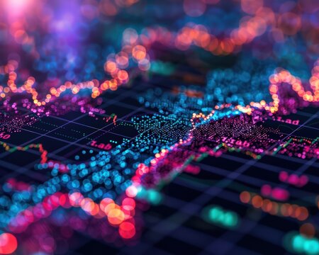 A detailed scatter plot highlighting the positive trend between stock prices and trading volume, indicating increased investor confidence.