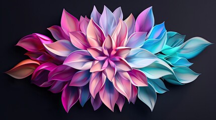 3D abstract floral design with vibrant, neon colors