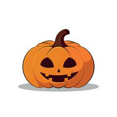 Halloween pumpkin with scary grimace isolated on transparent background. Vector illustration