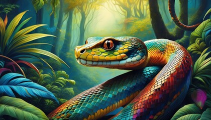 green snake in the tree