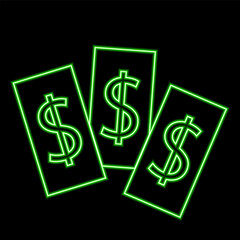 Money banknote in neon effect