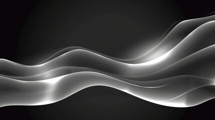 Elegant wavy lines in black and white abstract background, evoking a sense of movement