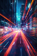 a?'imagine: Abstract technology and stocks backdrop, illuminating light streaks representing worldwide market activity.