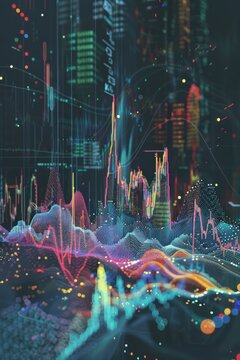 a?'imagine: Analytical scatter plot showing a strong positive correlation between stock prices and trading volume, demonstrating heightened investor interest.