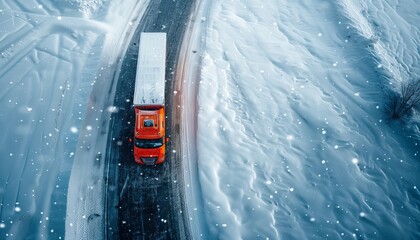 Transporter traversing frozen roads, emphasizing the challenges winter driving with sharp detail