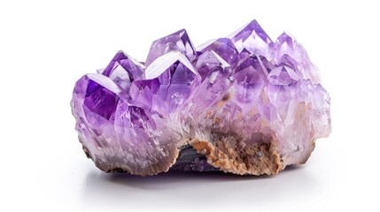Fototapeta premium Amethyst macro photo with focus stacking on white background