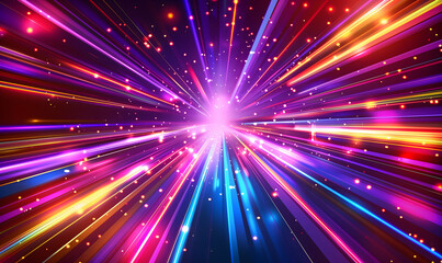 Obraz premium 3d Abstract neon background with glowing blue purple lines dark room Neon Abstract Concept