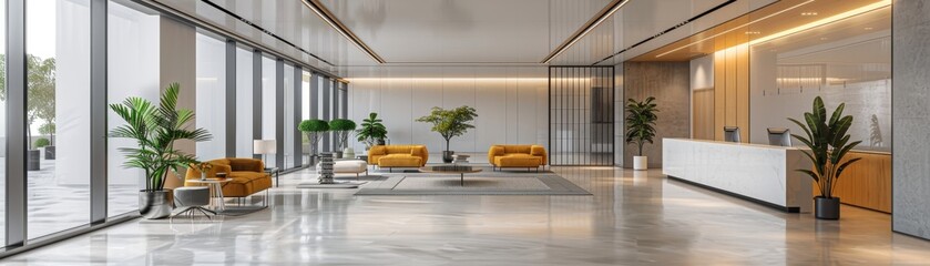 Fototapeta premium Serene Modern Business Office with Minimalistic Design and Bright Spaces