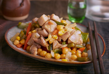 Chinese styled chicken stir fry.