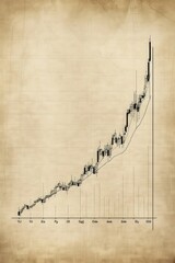 a?'imagine: Clean and minimalist stock chart displaying a gradual upward slope, representing a steady rise in stock prices, on a neutral beige background.