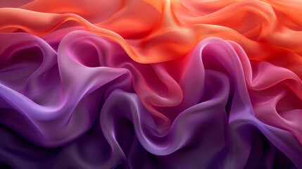 Fototapeta premium Flowing colorful silk fabric waves in close