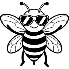 Bee Wearing Sunglasses Svg Cool Bee  Cute Bee Clipart Bee Vector