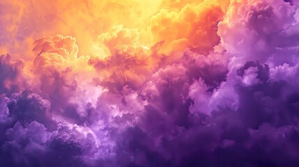 Fototapeta premium Stunning view of colorful clouds during sunset, blending shades of purple, orange, and yellow. Perfect for serene landscape imagery.