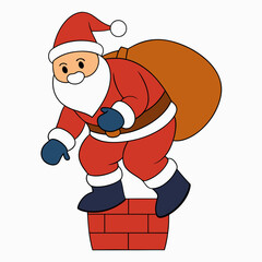 Festive Santa Claus vector illustration carrying a big red bag of gifts on white background Ideal for Christmas designs and cards