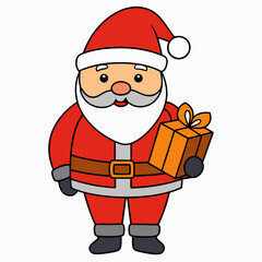 Festive Santa Claus vector illustration carrying a big red bag of gifts on white background Ideal for Christmas designs and cards