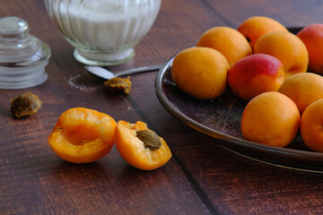 yellow ripe apricots on a plate
