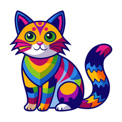 Fototapeta premium cat sticker image colorful style