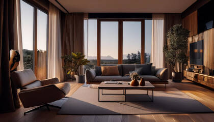 Fototapeta premium Modern living room with sofa and furniture