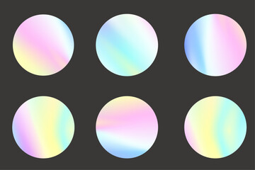 Collection abstract vibrant holographic circles. Perfect for modern design projects, web graphics, digital art, background, print, and creative application