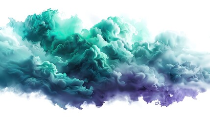 Fototapeta premium A vibrant, swirling cloud formation with shades of teal and purple, perfect for artistic backgrounds or abstract designs.