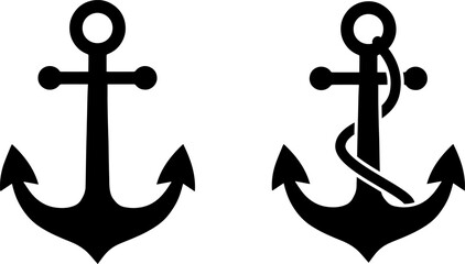 Anchor and rope vector logo icon,Anchor icon set