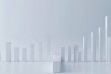 a?'imagine: Dynamic bar graph with bold bars depicting a sharp rise in stock values, highlighting a market performance surge, on a pristine white surface.