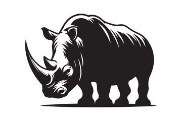 Rhino silhouette vector illustration template