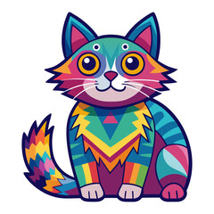 Fototapeta premium cat sticker image colorful style