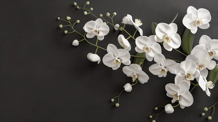 Elegant 3D orchids on a dark, rich background