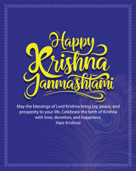 Happy Janmashtami Design Vector Illustration. religious festival, Typography