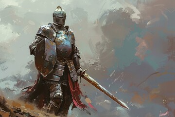Warrior with medieval weaponry