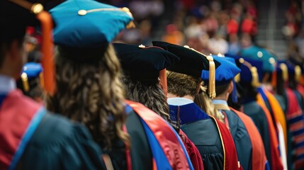 University Graduates Participating in a Graduation Ceremony from Behind