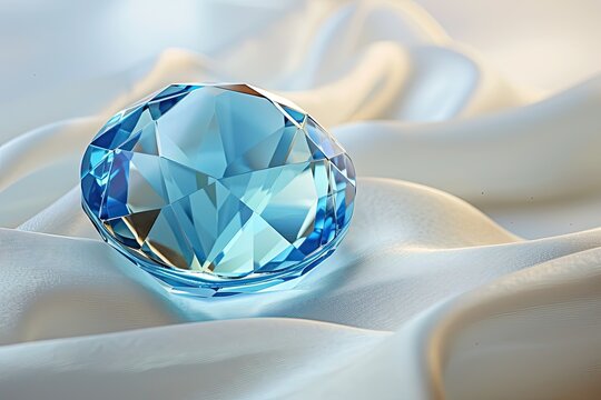 White background with blue topaz gemstone